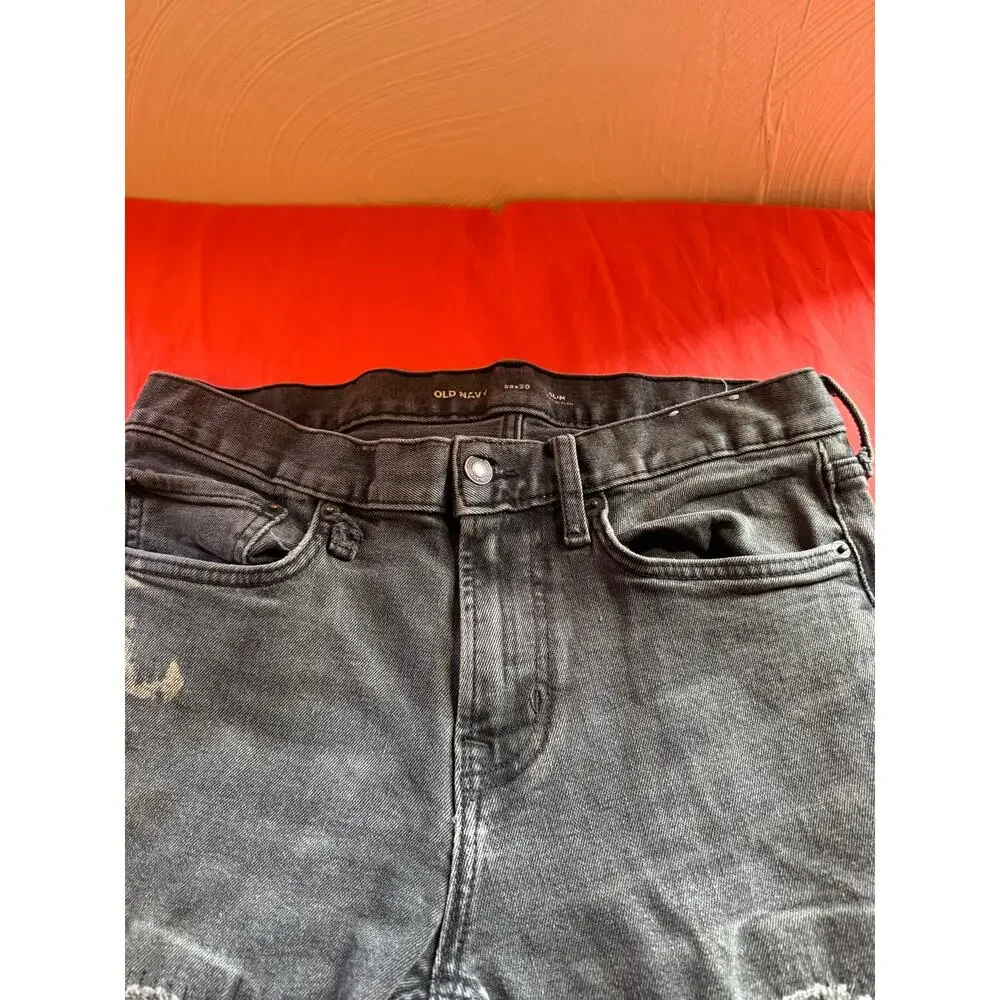 Old Navy Slim Built-In Flex Jeans 29x30 Heavily Flawed Bleach Paint AS-IS
